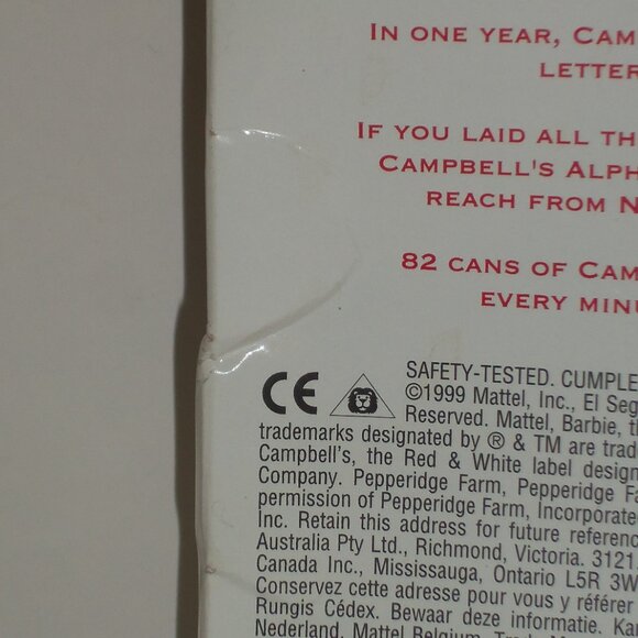 Campbell's Alphabet Souup Barbie Doll 1999 - Picture 8 of 12